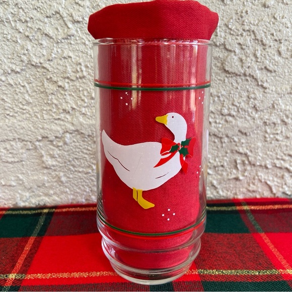 Indiana Glass Co Vintage 80s Set of 8 Christmas Goose 16 oz Decorated Glasses - Picture 9 of 16